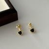 Pendientes únicos de perlas negras encantadoras otoño e invierno dama francesa elegante lujo ligero de alta gama pendientes pendientes