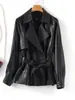 Moda Europea y Americana Ropa de Abrigo para Mujer Marrón Cintura ceñida Solapa Chaqueta de Piel de Oveja Otoño Nuevo Estilo Cintura ceñida Retro Adelgazante Top