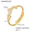 Set de anillos de acero inoxidable con incrustaciones finas de diamante y circonita, diseño abierto, chapado en oro real de 18 quilates, joyería de diseño de moda nicho INS