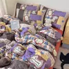 2026 Nuevo Vintage Infantil Dibujos Animados 100% Algodón Cepillado Juego de Cuatro Piezas Funda Nórdica de Algodón Puro Engrosada Juego de Tres Piezas para Estudiantes