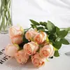 Flores de Rosa de Veludo Artificial para Decoração de Casamento, Flores Artificiais de Seda para Decoração de Casa no Dia dos Namorados, Buquê de Flores Artificiais