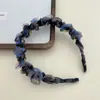 [Gradiente Colorido] Faixa de Cabelo Ondulada de Renda Plissada Super Fada Feminina de Verão com Dentes Antiderrapante Alta