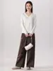 [Relajación] Ropa de Seda a Cuadros Nutritiva para la Piel, Camiseta Básica Fácil de Cuidar para Mujer, Capa Interior Elástica, Top de Punto Ligeramente Holgado