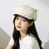 Nueva Moda Estilo Coreano Lunares Orejas de Gato Boina Otoño Temprano Versátil Estilo Británico Cara Dulce Adelgazante Sombrero Octagonal