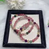 Pulseiras de Cristal Natural Super Oito Tesouro Múltiplo Cristal Morango Cristal Ametista Pulseiras Coloridas Doces para Mulheres