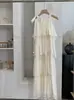 Vestido de Verano Kekezoon con Lazo, Cuello Halter, Hombros Descubiertos, Volantes en Niveles, Estilo Pastel 7538