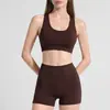 Conjunto de roupa de yoga transfronteiriço para o verão, com design vazado nas costas, top de ioga, shorts de ioga que afunilam a cintura e levantam o quadril