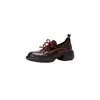 Mocassins retrô de couro macio com laço e sola grossa para mulheres, novidade outono 2026, slip-on, salto grosso, estilo britânico, sapatos de couro