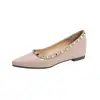 Zapatos de Mujer Puntiagudos Personalizados con Remaches y Aumento Interno de Altura, Zapatos Planos Elegantes sin Cordones para Viajes Cortos, Zapatos de Mujer Talla Grande