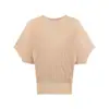 Elegante camisa de punto con mangas murciélago, elegante diseño acanalado, top de manga corta que ciñe la cintura, transmisión en vivo de nuevo producto, dropshipping transfronterizo
