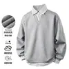 Outono de 2026 Novo Estilo Americano High Street Camiseta de Moletom Falsa de Duas Peças com Gola Camisa Masculina Tamanho Grande Casual Manga Longa Top Polo