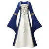 Vestido de Encaje de Manga Larga Popular Europeo y Americano 2025 Gótico Retro Medieval Ropa de Escenario para Mujer