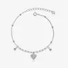 Tobillera de Cadena de Clip de Papel con Colgante de Amor de Circonita Pave de Amazon Tobillera con Costura de Perlas de Arroz Joyería de Moda Regalo para Mujeres