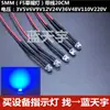 LED LED 5mm super brilhante chapéu de palha conta de lâmpada redonda Branco Azul 3V12V220V com fio de solda 20cm