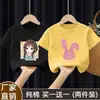 Camiseta de Manga Corta de Algodón Puro para Niñas 2025 Verano Nuevo Estilo Holgada Estilo Coreano Moderna Ropa de Verano para Niños de Talla Mediana y Grande
