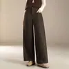 Moda Outono 2026 Calças Versáteis Elegantes de Perna Larga para Mulheres, Cintura Alta, Soltas, Emagrecimento, Caimento Fluido, Calças Casuais para o Trabalho, Tendência