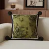 Cojín Decorativo Vintage de Alta Gama Estilo Francés, Cojín Decorativo Verde con Atmósfera Retro para Sala de Estar, Funda de Cojín de Lujo Ligero para Cama