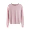 Suéter de punto de cuello redondo otoño e invierno nuevo estilo jersey manga raglán 100% suéter de cachemira para mujer manga larga suéter cálido