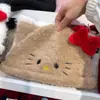 Bonito Gorro de Peluche con Orejas de Gato y Lazo, Protección Cálida para los Oídos para Mujer, Otoño e Invierno, Dibujos Animados, Hello Kitty, Gato, Kt, Gorro Pulóver