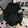 Camiseta de manga larga de algodón puro, estilo coreano, moderna, para Instagram, unisex, corte holgado, diseño de rayas de peso pesado, nueva para otoño de 2026, versátil