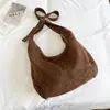 Bolsa Tote Casual de Cor Sólida Grande Capacidade Feminina 2026 Outono Inicial Nova Bolsa Transversal Simples Retrô Personalidade Bolsa de Ombro