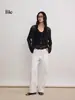 Camisola de punto hueca con escote en V y brillo fino de Bie para mujer, adecuada para usar como prenda exterior, sin espalda, top corto sin mangas para superponer