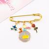 Principito Nicho Retro Pin Broche Zorro Rosa Exquisito Planeta Traje Metal Goteo Aceite Accesorios Colgante