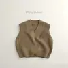 Otro Chaleco de Punto Retro con Cuello en V Estilo Coreano Nuevo Suéter de Punto para Niños y Niñas, Chaleco de Punto Estilo Infantil
