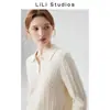 Suéter de lana tejido a cable para mujer, colección otoño 2026 nuevo, color liso, adecuado para el trabajo, top de punto estilo polo