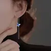 Pendientes de Mariposa Azules y Blancos Incrustados de Diamantes, Suaves y Elegantes, Pendientes de Ala de Mariposa, Pendientes Largos de Insectos