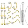 Conjunto de Joias para Piercing de Aço Inoxidável com Várias Peças em Estoque para Compras Internacionais: Conjunto Combo de Argolas para Nariz, Piercings de Nariz e Piercings para Lábios, Mais Vendido na Amazon