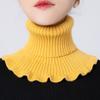 Cachecol de cabeça de cor sólida feminino outono e inverno cachecol versátil quente cervical elástico tricô gola falsa gola