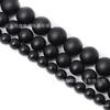 Ventas Directas de Fábrica Cuentas de Vidrio Negras Ágata Imitación Obsidiana Cuentas Sueltas de Vidrio Vidrio Negro Mate Accesorios DIY Semiacabado