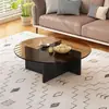 Mesa de Centro Moderna Simple de Vidrio Templado Sala de Estar Apartamento Pequeño Redonda Cuadrada Multicolor Balcón Mesa Pequeña de Café Habitación de Alquiler Mesa Pequeña de Café