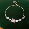 Pulsera de trébol con gota de aceite de circón, pulsera de nicho de lujo ligero de alta gama, joyería exquisita, única, elegante y a la moda