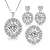 Brincos Pingente Anel Brinco Colar Estilo Europeu Oval Ovo de Pomba Diamante de Alto Carbono Pedra Sintética Conjunto de Joias Femininas