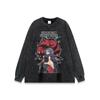 Camiseta Old School de Manga Curta Estampada com Desenhos Animados da Rua Americana High Street Hip-hop Lavagem Old Top de Manga Meia
