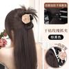 Coque de Cabelo com Penas Semi-Preso com um Toque Retrô de Luxo, Peruca de Coque Ninho de Galinha, Presilha de Garra de Rosa Falsa, Rabo de Cavalo Fonte