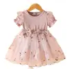 Vestidos para Niñas 2025 Verano Nuevo Estilo Bebé Niña Elegante Vestido de Princesa de Manga Corta Niña Super Hada Falda de Gasa Esponjosa