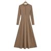 Otoño e Invierno nuevo estilo coreano pequeño cuello redondo botonadura camiseta superior mujer 2023 cintura alta gran swing manga larga vestido falda larga