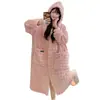 Pijama de Terciopelo Coral para Mujer, Bata de Noche con Capucha para Otoño e Invierno, Estilo Espeso y Dulce, Talla Grande 150kg Bata de Baño Ropa de Casa