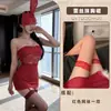 Lobe Ropa Interior Sexy, Ropa de Dormir Divertida e Interesante, Vestido Ajustado Uniforme de Encaje Hueco Estilo Abstinencia Rojo