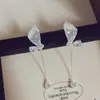 Pendientes de borla de mariposa de cristal con degradado azul pequeño y fresco estilo Mori para mujer, pendientes dulces de temperamento de alta gama