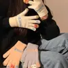 Guantes de Punto, Lindos Estilo Coreano Otoño e Invierno Estudiantes con Dedos Táctiles Guantes de Felpa para Mantener Caliente y a Prueba de Frío, Engrosados para Ciclismo