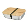 Caja de Almuerzo de Acero Inoxidable 304 Calentamiento en Microondas Tapa de Madera Correa Caja de Almuerzo Transfronteriza Amazon Venta al por Mayor Caja de Almuerzo
