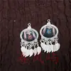 Pendientes Vintage Bordados Hechos a Mano de Estilo Étnico de Moda con Borlas Pequeñas, Joyería de Plata Miao de Yunnan, Color Blanco, Tamaño 41