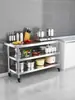 Bancada de Aço Inoxidável com Rodas, Mesa com Tábua de Corte para Cozinha, Mesa de Preparo Comercial, Suporte para Fogão