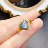 Anillo Popular de Topacio Natural al por Mayor de Fábrica Plata S925 Incrustado con Piedra Principal 8*8 Joyería de Lujo Venta Directa de Fábrica