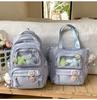 Mochila Escolar Niños Escuela Primaria Grado 3-6 Fresca Linda Mochila Estilo Dulce Color Sólido Capa Transparente Bolsa para Dolor