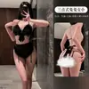 Lencería sexy, conjunto de tres piezas de niña linda, chica conejito, estilo puro e inocente, uniforme de sirvienta